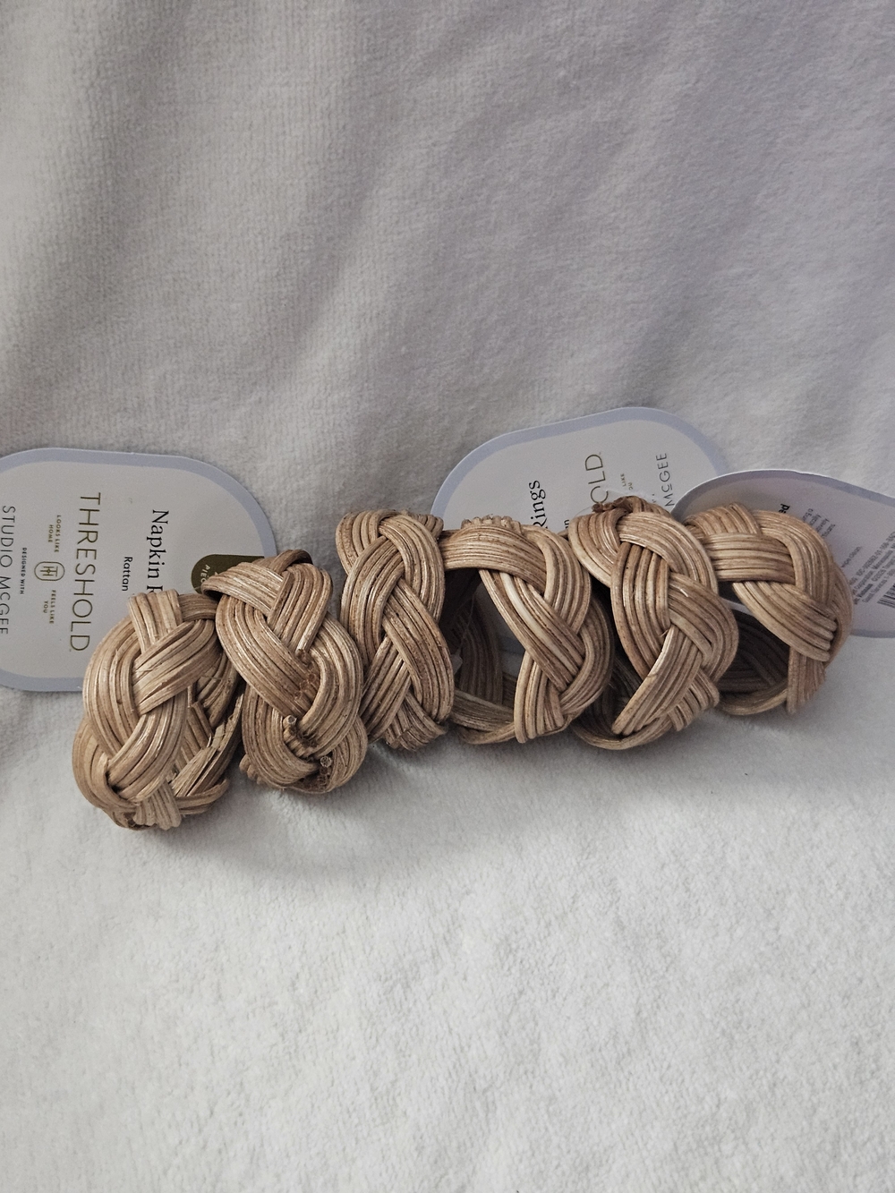 NWT Studio McGee x Threshold Woven Rattan Napkin Rings Set of 6